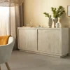 Buffet 4 portes en bois de manguier blanchi Alison