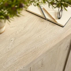 Buffet 4 portes en bois de manguier blanchi Alison
