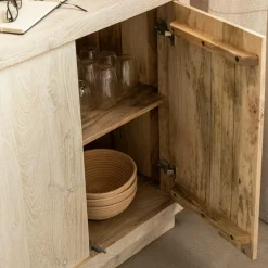 Buffet 4 portes en bois de manguier blanchi Alison