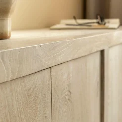 Buffet 4 portes en bois de manguier blanchi Alison