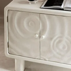 Buffet 3 portes en bois effet béton blanc Danaé