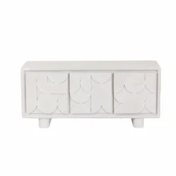 Buffet 3 portes en bois effet béton blanc Danaé