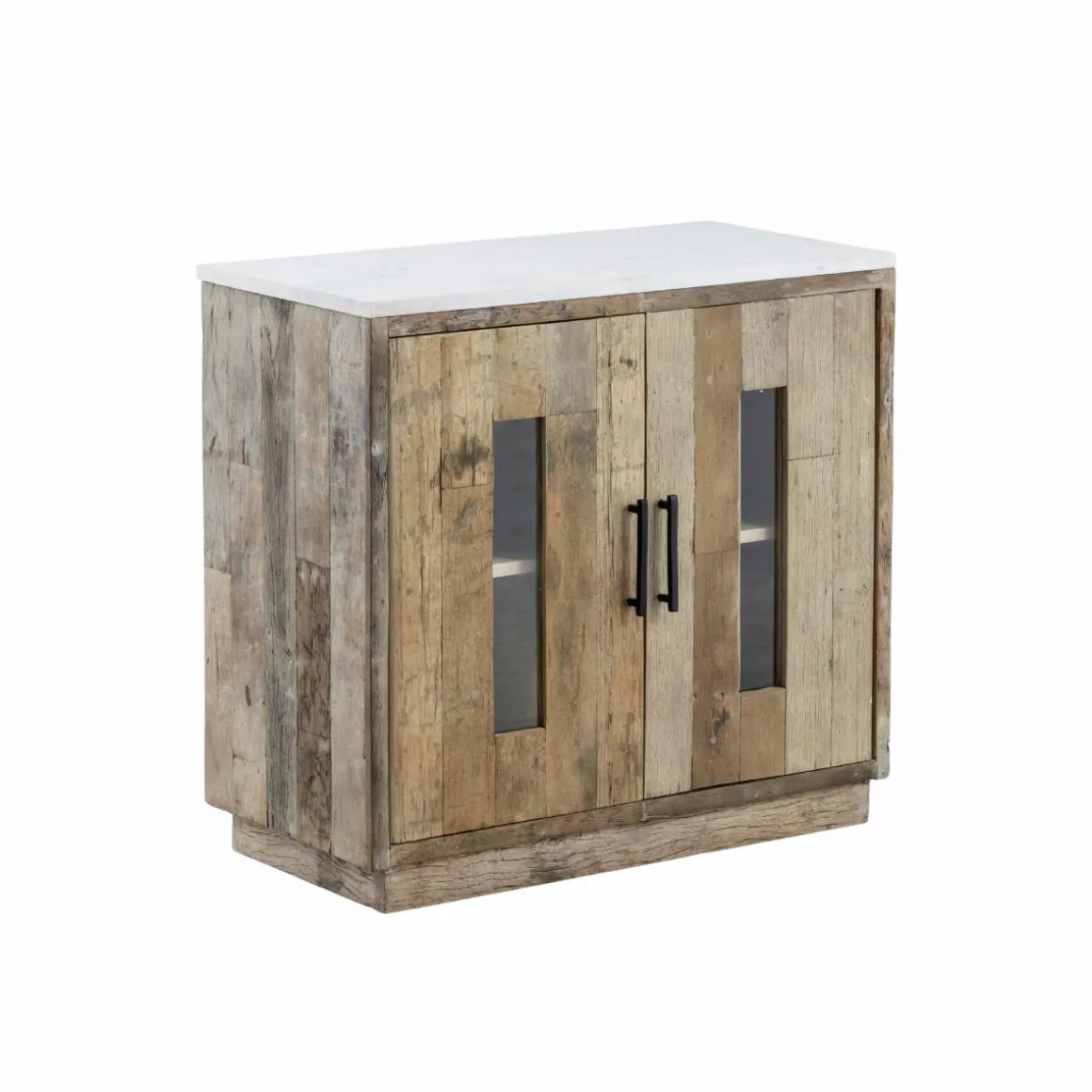 Buffet 2 portes en bois recyclé et marbre Damian