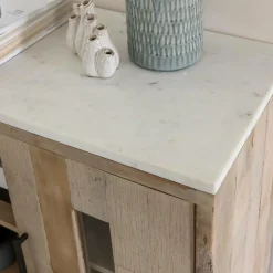 Buffet 2 portes en bois recyclé et marbre Damian