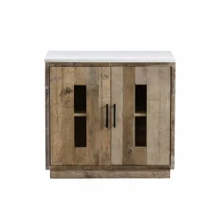 Buffet 2 portes en bois recyclé et marbre Damian