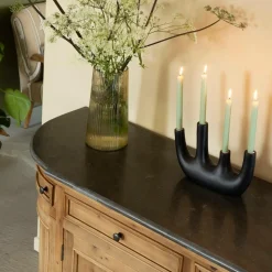 Buffet arrondi en vieux pin et pierre bleue Garance