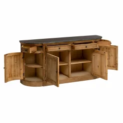 Buffet arrondi en vieux pin et pierre bleue Garance