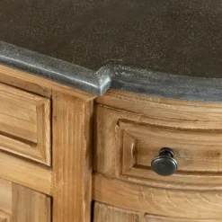 Buffet arrondi en vieux pin et pierre bleue Garance