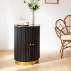 Buffet bar en bois de manguier et marbre Isaac