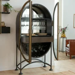 Buffet bar en métal noir et doré Janelle