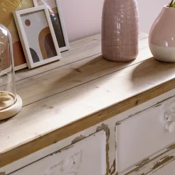 Buffet blanc en pin massif brossé Bastille