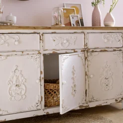 Buffet blanc en pin massif brossé Bastille