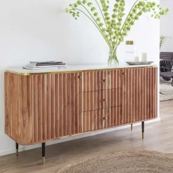 Buffet en bois d'acacia et marbre blanc Judith