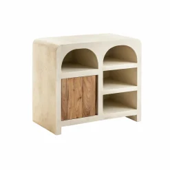Buffet en bois d'acacia et bois effet béton Dalva
