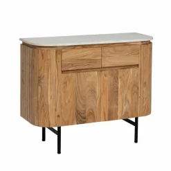 Buffet en bois d'acacia et en marbre blanc Rick