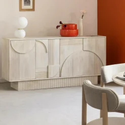 Buffet en bois de manguier blanchi Miliam