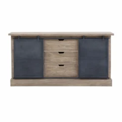Buffet en bois de manguier brossé et métal gris foncé Helsinki