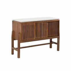 Buffet haut en bois d'acacia et terrazzo Kaelis