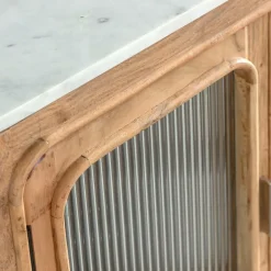 Buffet vitré en bois d'acacia et marbre Emyr