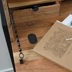 Bureau secrétaire en bois d'acacia et métal Milo