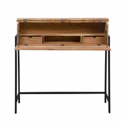 Bureau secrétaire en bois d'acacia et métal Milo