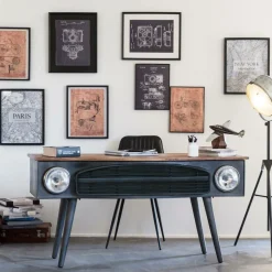 Bureau voiture en métal gris foncé Tata