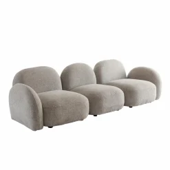 Canapé 3 modules en tissu bouclette gris Calya
