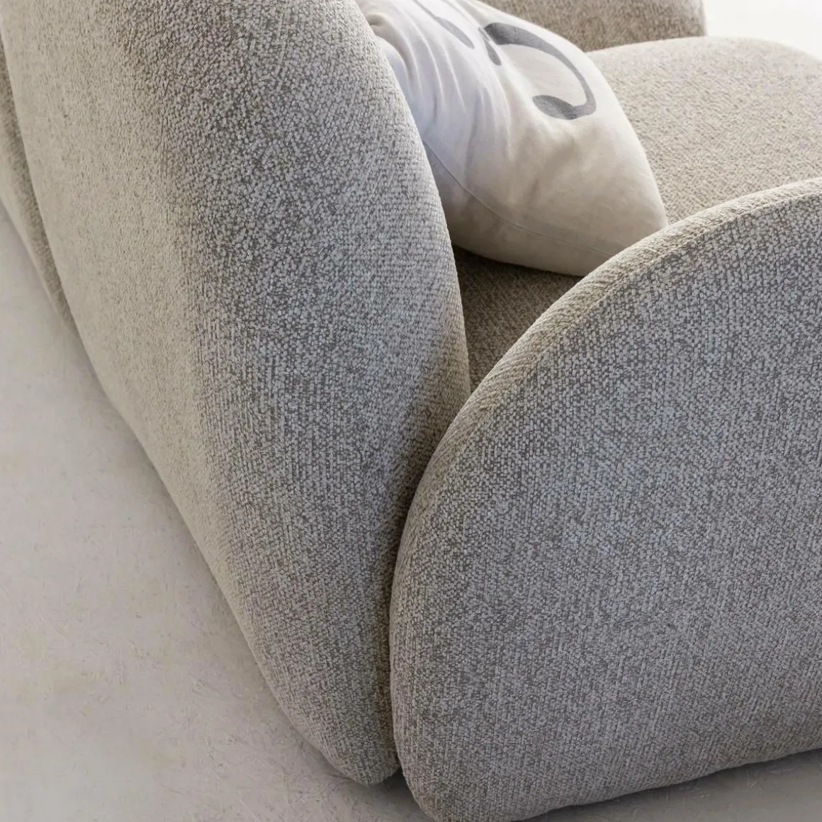 Canapé 3 modules en tissu bouclette gris Calya