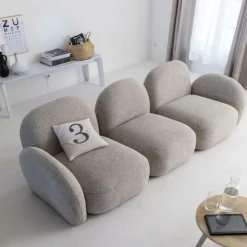 Canapé 3 modules en tissu bouclette gris Calya