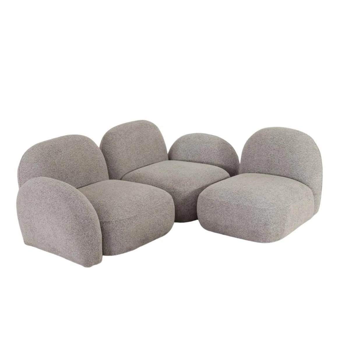 Canapé 3 modules en tissu bouclette gris Calya