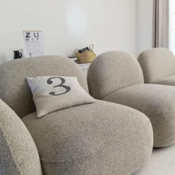 Canapé 3 modules en tissu bouclette gris Calya