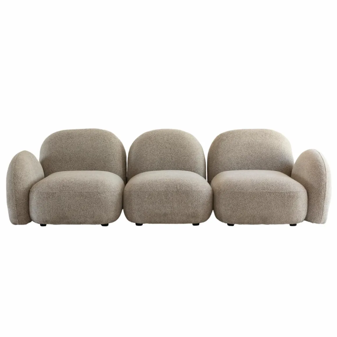 Canapé 3 modules en tissu bouclette gris Calya