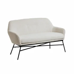 Canapé blanc confort en tissu bouclette 2 places Amandine