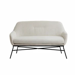 Canapé blanc confort en tissu bouclette 2 places Amandine