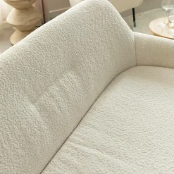 Canapé blanc confort en tissu bouclette 2 places Amandine