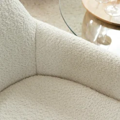 Canapé blanc confort en tissu bouclette 2 places Amandine