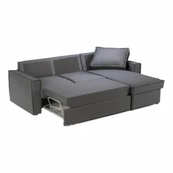 Canapé d'angle droit convertible 4 places en tissu gris Paris