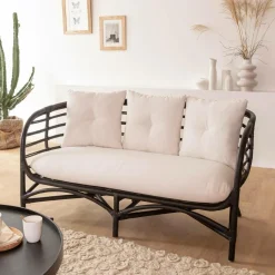 Canapé en rotin noir 2 places Anissa