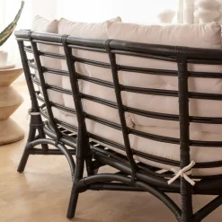 Canapé en rotin noir 2 places Anissa