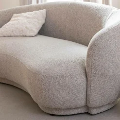 Canapé en tissu bouclette gris 3 places Maddy