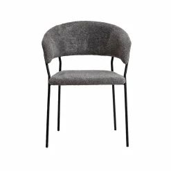 Chaise arrondie en tissu bouclette grise Kanoa (lot de 2)