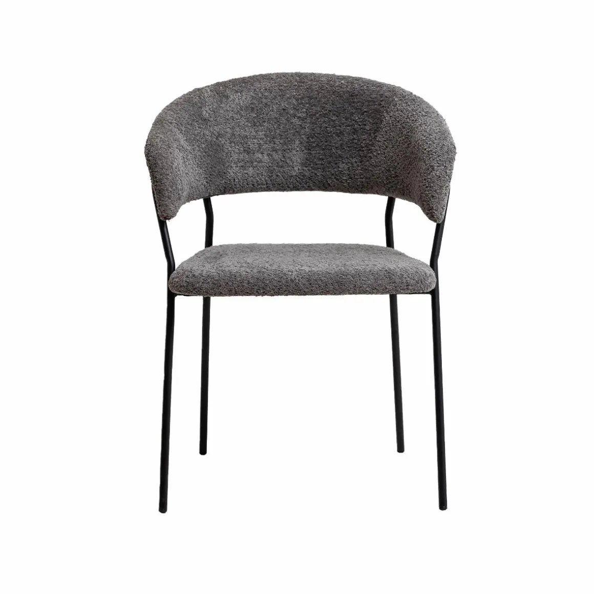 Chaise arrondie en tissu bouclette grise Kanoa (lot de 2)