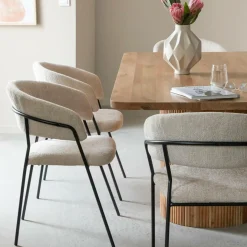 Chaise arrondie tissu écru Kanoa (lot de 2)