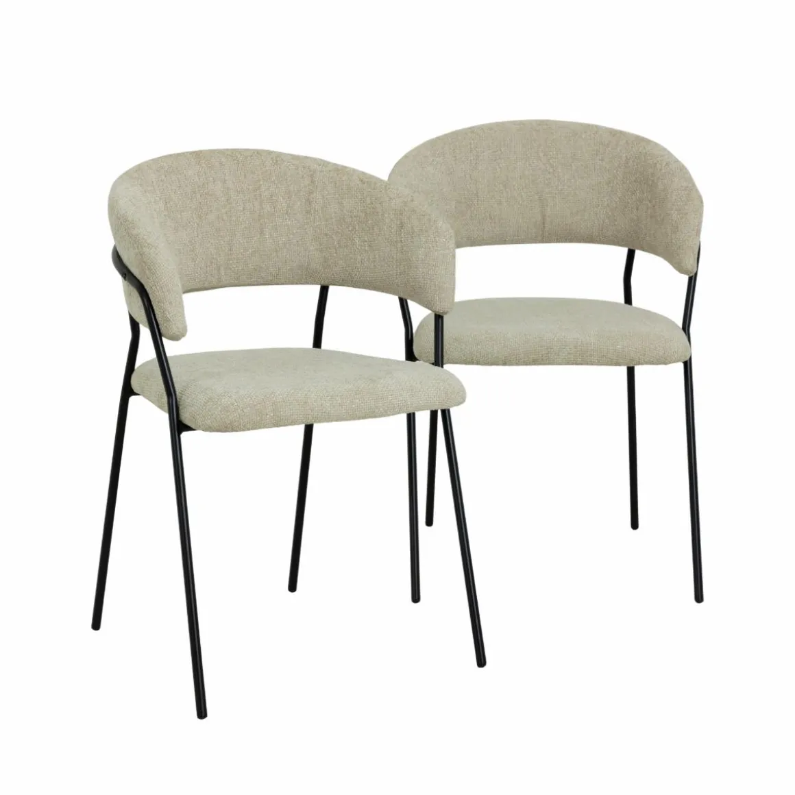 Chaise arrondie tissu écru Kanoa (lot de 2)