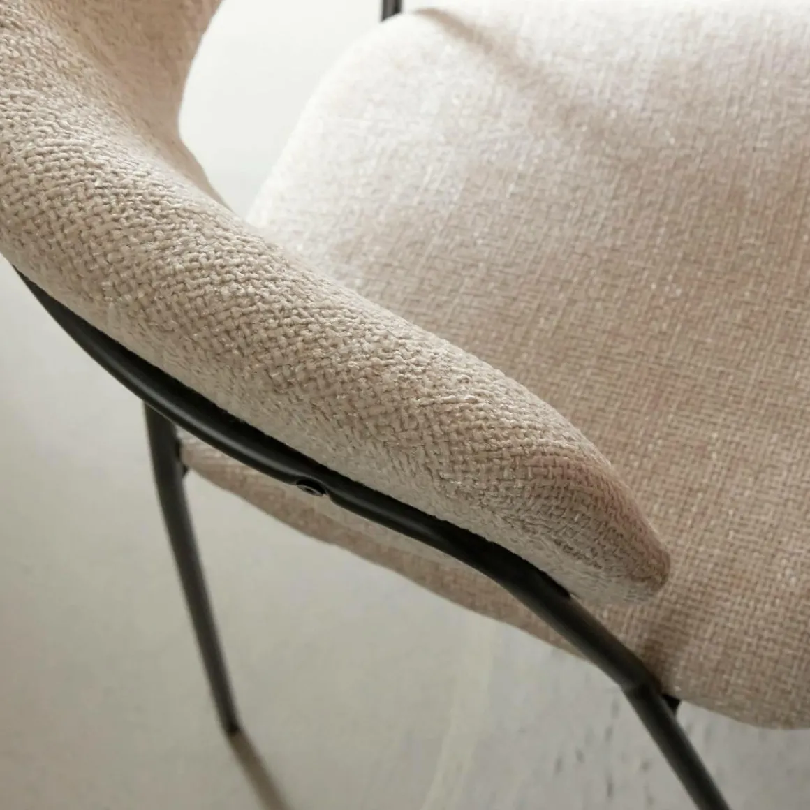 Chaise arrondie tissu écru Kanoa (lot de 2)