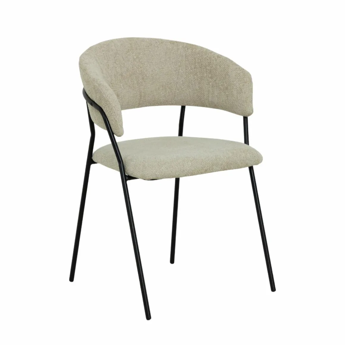 Chaise arrondie tissu écru Kanoa (lot de 2)