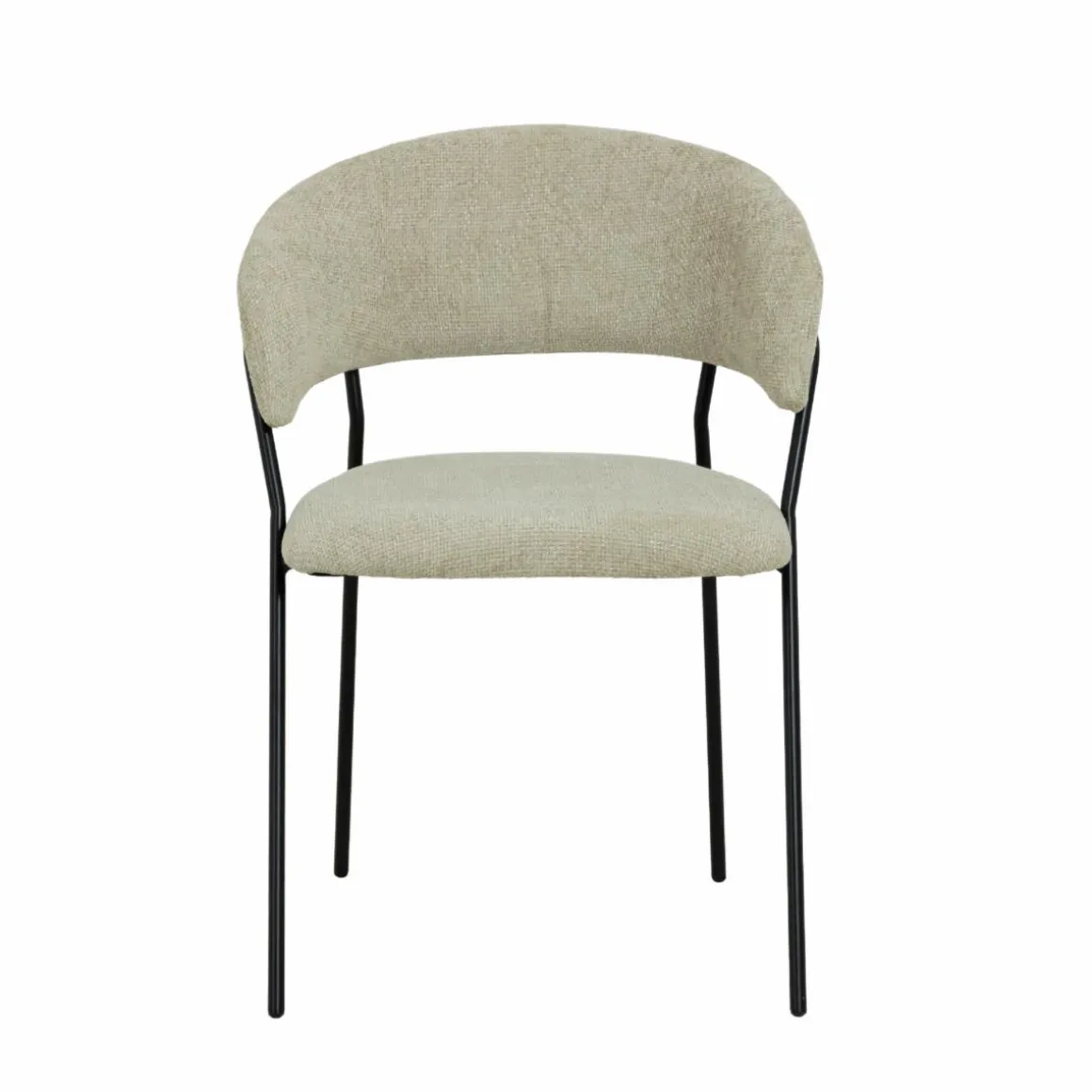 Chaise arrondie tissu écru Kanoa (lot de 2)