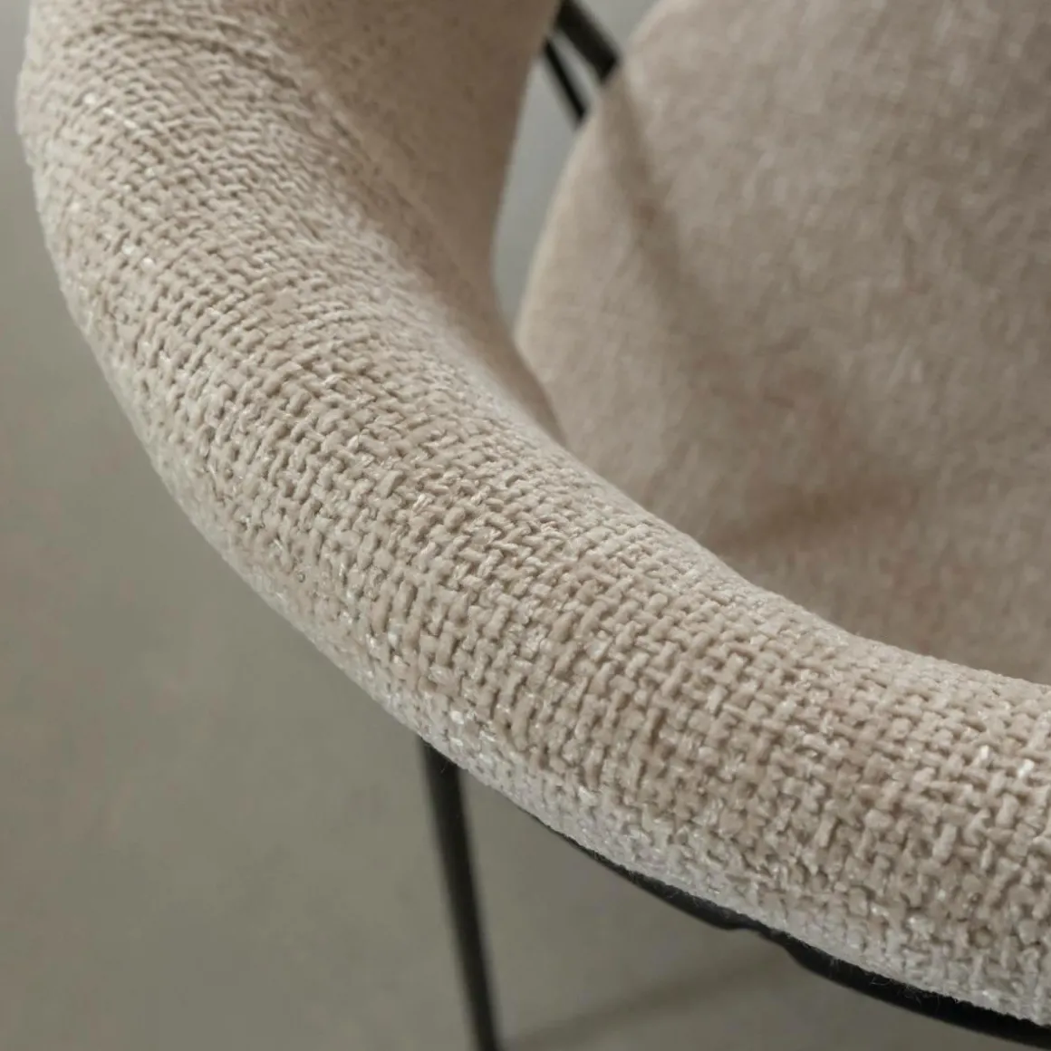 Chaise arrondie tissu écru Kanoa (lot de 2)