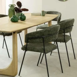 Chaise arrondie tissu vert Kanoa (lot de 2)