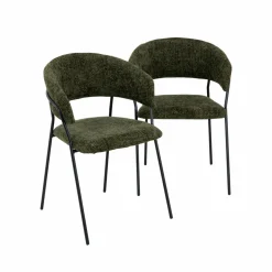 Chaise arrondie tissu vert Kanoa (lot de 2)